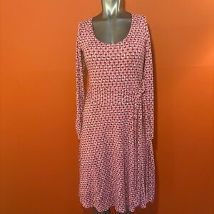 Boden Pink Crosshatch Wrap Dress